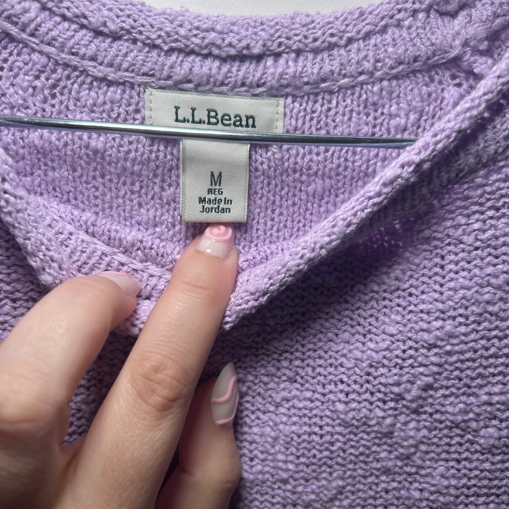 L.L. Bean Womens Lavender Purple Textured Knit Raglan Crewneck Sweater Size M - Picture 3 of 4